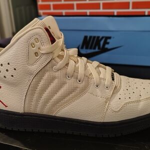 Nike Men's Cream and Red High-Top Sneakers